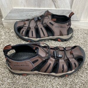 Eddie Bauer Men's Sandals Bump Toe Leather Troy Brown Outdoor Sport US 9